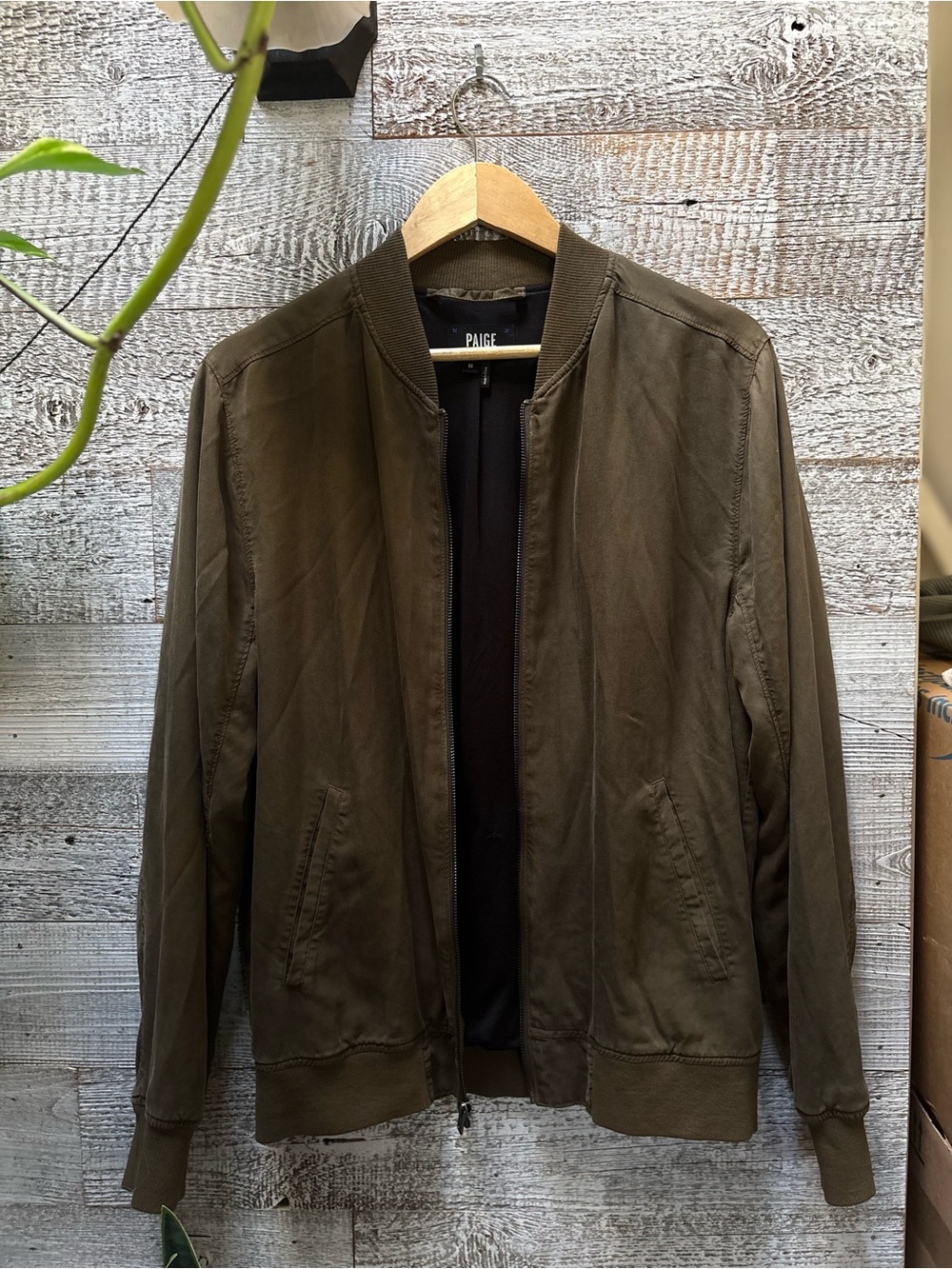 🏷 PAIGE Men's Utility Streetwear Business Casual Bomber Jacket - M, Olive/Khaki